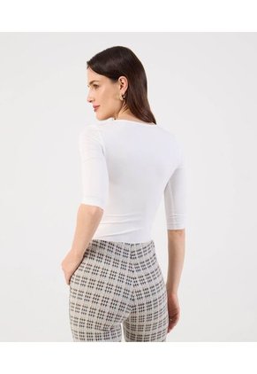 Amiseta De Cuello Amplio Y Manga 3/4 Para Mujer Blanco Patprimo