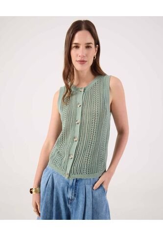 Top Para Mujer Cuello Redondo Color Verde Marca Patprimo #30220112 Patprimo