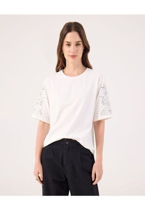 Camiseta Para Mujer Manga Corta Cuello Redondo Color Blanco Marca Patprimo #30093834