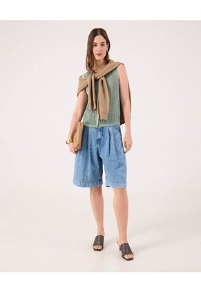 Top Para Mujer Cuello Redondo Color Verde Marca Patprimo #30220112