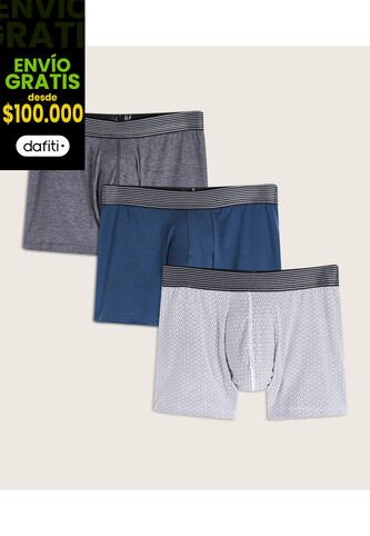 Boxer X3 Para Hombre Fleat Seamer Medio Color Azul Marca Patprimo #44420001 Patprimo