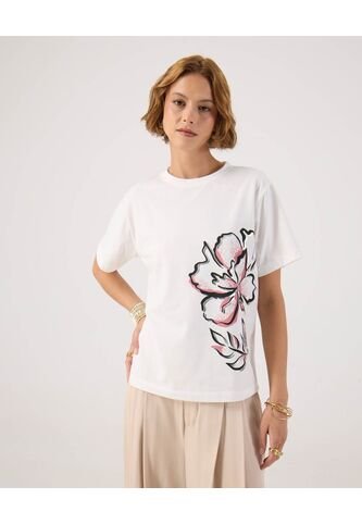 Camiseta Para Mujer Manga Corta Cuello Redondo Color Blanco Marca Patprimo #30093859 Patprimo