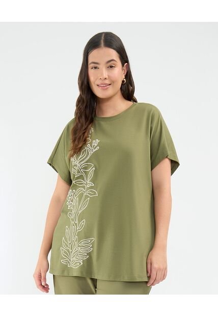 Camiseta Para Mujer Manga Corta Color Verde  Marca Patprimo #14091416