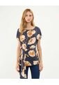 Blusa Estampada Con Anudado  Para Mujer Azul Patprimo de Patprimo