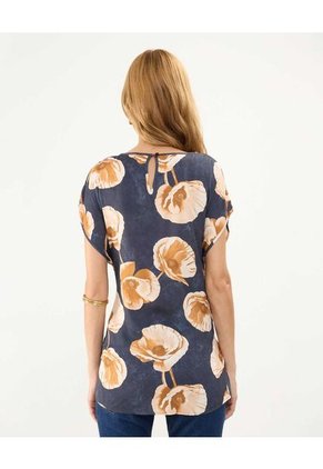 Blusa Estampada Con Anudado  Para Mujer Azul Patprimo