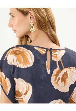 Blusa Estampada Con Anudado  Para Mujer Azul Patprimo