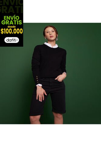 Bermuda Para Mujer  Color Negro Marca Patprimo #30100343 Patprimo