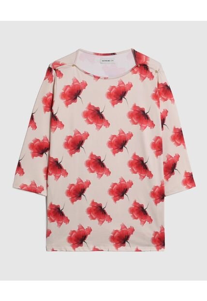 Camiseta  Para Mujer Manga 3/4 Cuello Redondo Color Rojo Marca Patprimo #14091456