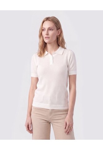 Polo Manga Corta Cuello Tejido Para Mujer  Para Mujer Blanco Patprimo Patprimo