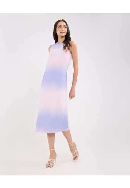 Vestido Satinado Estampado  Para Mujer Azul Patprimo
