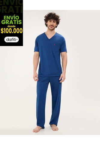 Pijama  Para Hombre M/C P/L Color Azul Marca Patprimo #44040207 Patprimo
