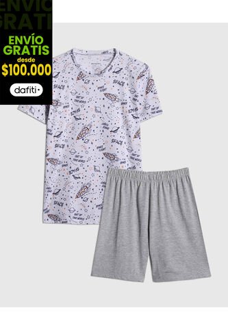 Pijama  Infantil Niño M/C P/C Color Blanco Marca Patprimo #63040047 Patprimo