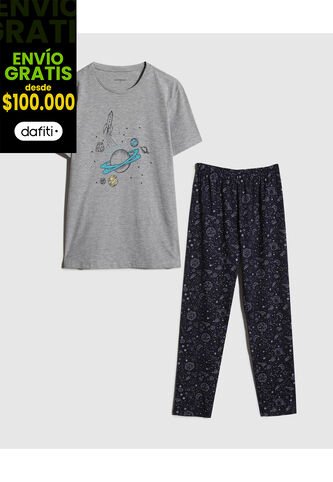 Pijama  Infantil Niño M/C P/L Color Gris Marca Patprimo #63040048 Patprimo