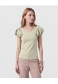 Camiseta Con Mangas De Volantes   Para Mujer Verde Patprimo de Patprimo