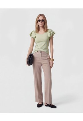 Camiseta Con Mangas De Volantes   Para Mujer Verde Patprimo