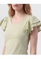 Camiseta Con Mangas De Volantes   Para Mujer Verde Patprimo de Patprimo