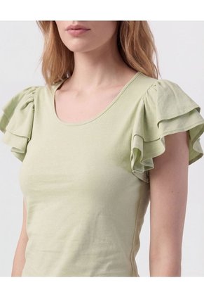 Camiseta Con Mangas De Volantes   Para Mujer Verde Patprimo