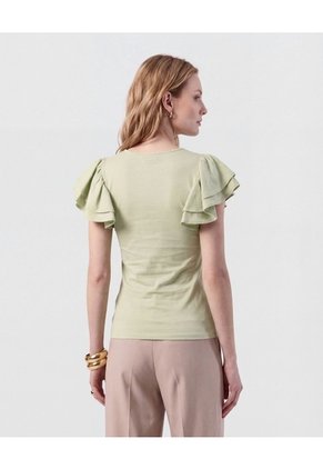 Camiseta Con Mangas De Volantes   Para Mujer Verde Patprimo