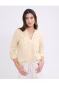 Blusa Manga Larga Unicolor   Para Mujer Amarillo Patprimo de Patprimo