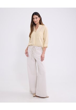 Blusa Manga Larga Unicolor   Para Mujer Amarillo Patprimo