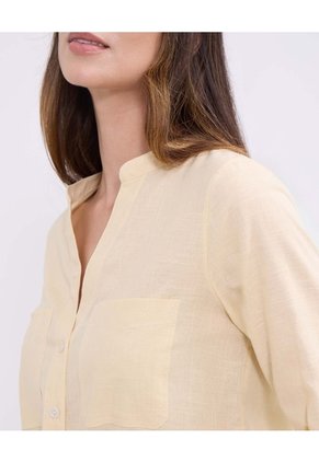 Blusa Manga Larga Unicolor   Para Mujer Amarillo Patprimo