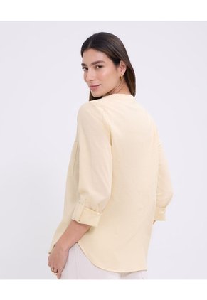 Blusa Manga Larga Unicolor   Para Mujer Amarillo Patprimo