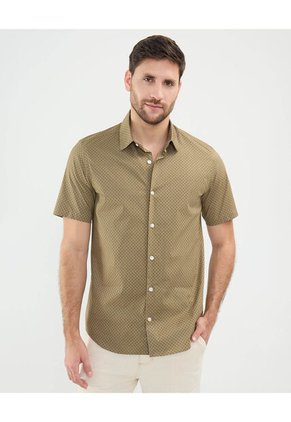 Camisa Para Hombre Manga Corta Sin Bolsillo Cuello Formal C Color Café Marca Patprimo #44013113