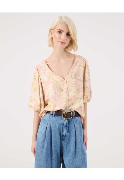 Blusa Emanga Globo Estampada  Para Mujer Rosa Patprimo