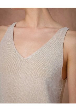 Camiseta  Para Mujer Manga Sisa Cuello Redondo Color Crema Marca Patprimo #30093894