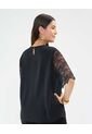 Blusa Con Encaje  Para Mujer Negro Patprimo de Patprimo