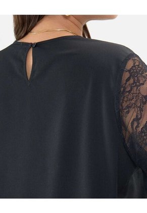 Blusa Con Encaje  Para Mujer Negro Patprimo