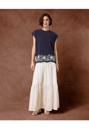 Camiseta  Para Mujer Manga Corta Cuello Redondo Color Azul Marca Patprimo #30093893