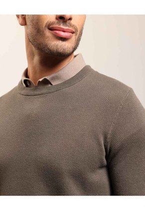Suéter En Tejido De Punto Con Textura   Para Hombre Verde Patprimo
