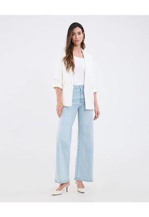 Blazer Unicolor Con Solapa  Para Mujer Blanco Patprimo