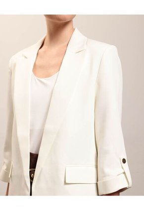 Blazer Unicolor Con Solapa  Para Mujer Blanco Patprimo