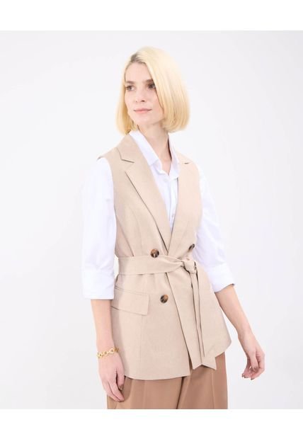 Chaleco Para Mujer Plano Color Beige Marca Patprimo #30250039