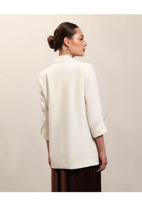 Blazer Unicolor Con Solapa  Para Mujer Blanco Patprimo