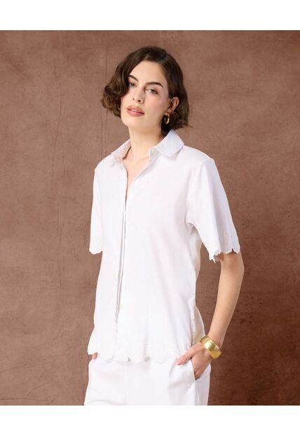 Camisa  Para Mujer Manga Corta Color Blanco Marca Patprimo #30010768