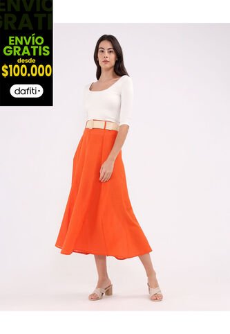 Falda Para Mujer Largo Color Rojo  Marca Patprimo #30140388 Patprimo