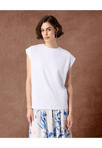 Camiseta  Para Mujer Manga Corta Cuello Redondo Color Blanco Marca Patprimo #30093892 Patprimo