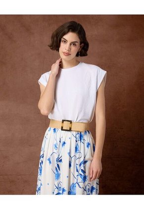 Camiseta  Para Mujer Manga Corta Cuello Redondo Color Blanco Marca Patprimo #30093892