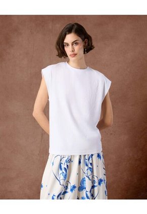 Camiseta  Para Mujer Manga Corta Cuello Redondo Color Blanco Marca Patprimo #30093892