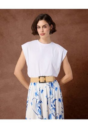 Camiseta  Para Mujer Manga Corta Cuello Redondo Color Blanco Marca Patprimo #30093892