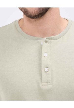 Camiseta Para Hombre Manga Corta Cuello Henley Color Verde Marca Patprimo #44090941