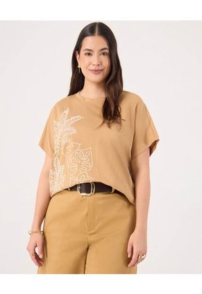 Camiseta Para Mujer Manga Corta Cuello Redondo Color Café Marca Patprimo #14091443