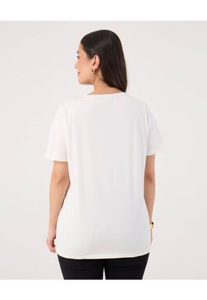 Camiseta Para Mujer Manga Corta Cuello Redondo Color Crema Marca Patprimo #14091429