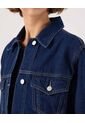 Chaqueta Trucker En Tono Azul Oscuro   Para Mujer Azul Patprimo de Patprimo