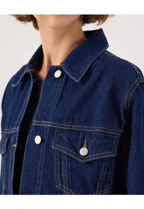 Chaqueta Trucker En Tono Azul Oscuro Para Mujer Azul Patprimo