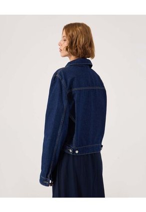 Chaqueta Trucker En Tono Azul Oscuro Para Mujer Azul Patprimo