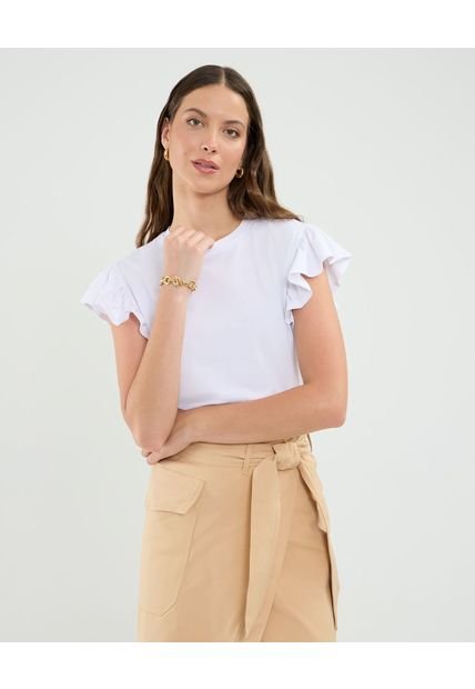 Camiseta Para Mujer Manga Corta Cuello Redondo Color Blanco Marca Patprimo #30093710